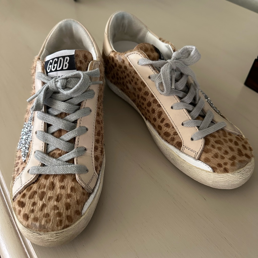 Authentic Golden Goose Giraffe Print Superstar Sneakers